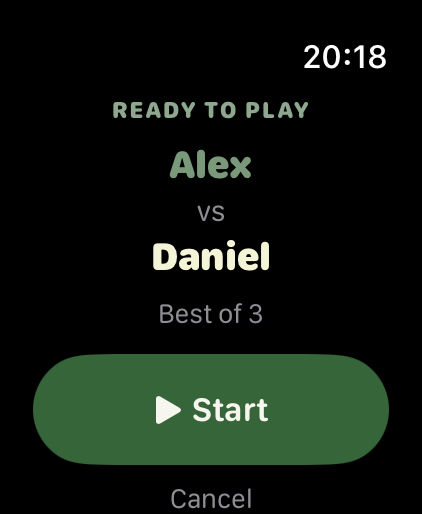 A match from the iPhone, ready to play